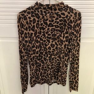 Leopard Cheetah Print Turtle Neck top size medium